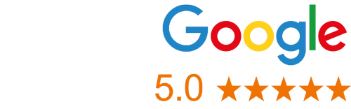 Google Logo mit 5 Sternen